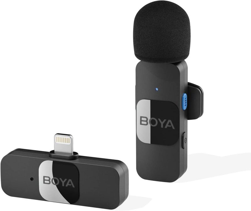 BOYA by V1 Microphone omnidirectionnel cravate sans fil pour iPhone iPad et Mac