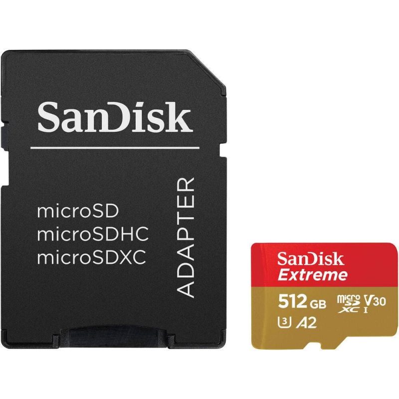 Carte memoire microSDXC SanDisk Extreme UHS I 512 Go avec adaptateur SD