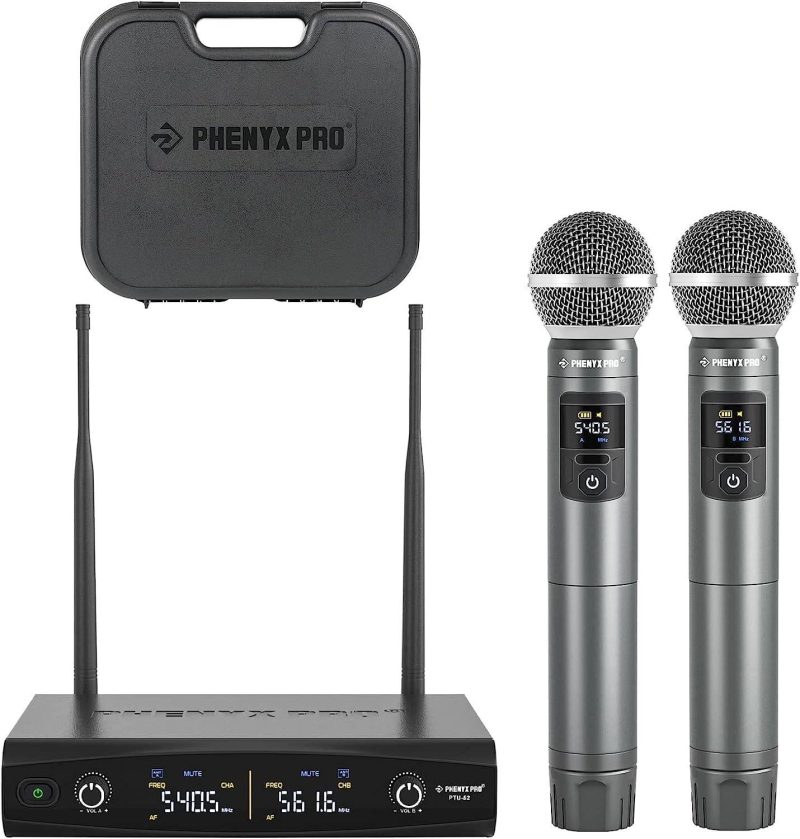 Phenyx Pro Systeme de Microphones sans Fil avec etui Ensemble de Microphones sans Fil a Main