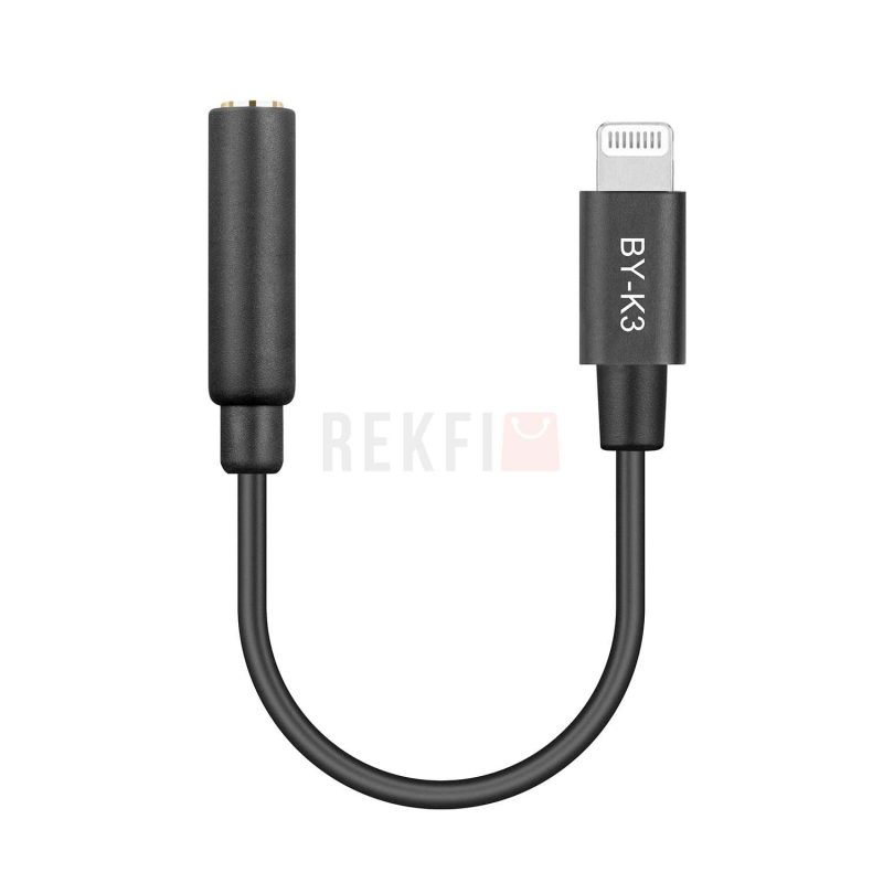 Cable adaptateur Boya BY K3 3.5mm TRRS male vers lighning iphone iOS femelle