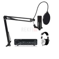 Ensemble Studio microphone Fifine, carte son Behringer Umc 22, Casque Studio Professionnel Behringer