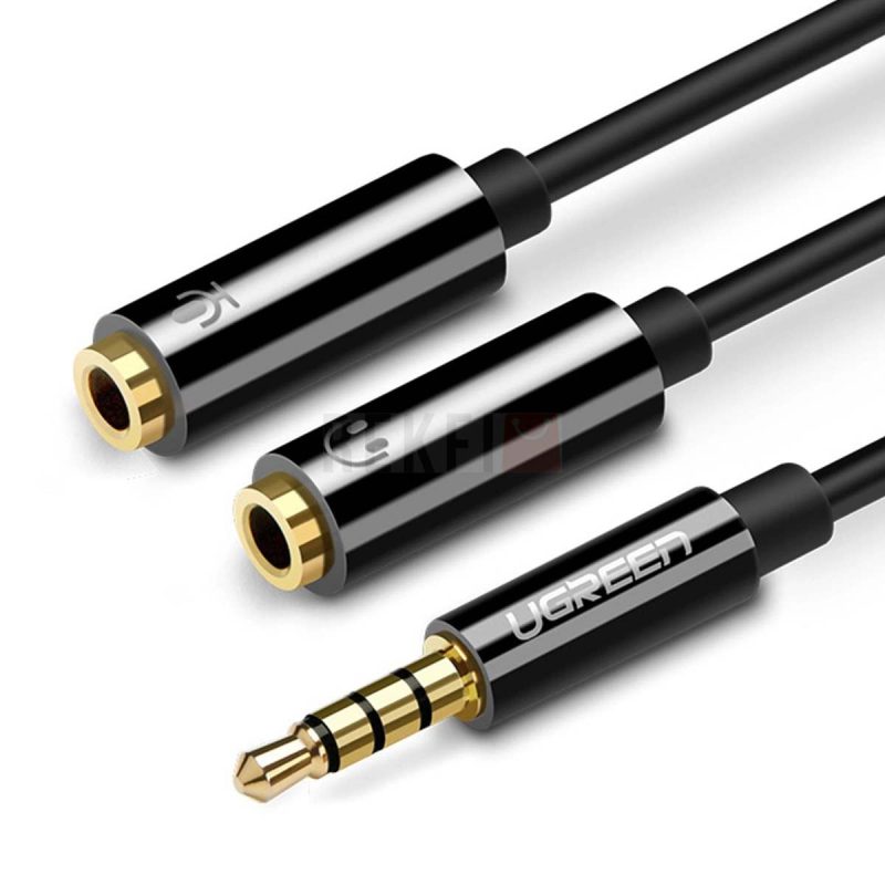 Ugreen cable headphone splitter mini jack 3.5 mm 2 x mini jack 3.5 mm microphone sortie stereo