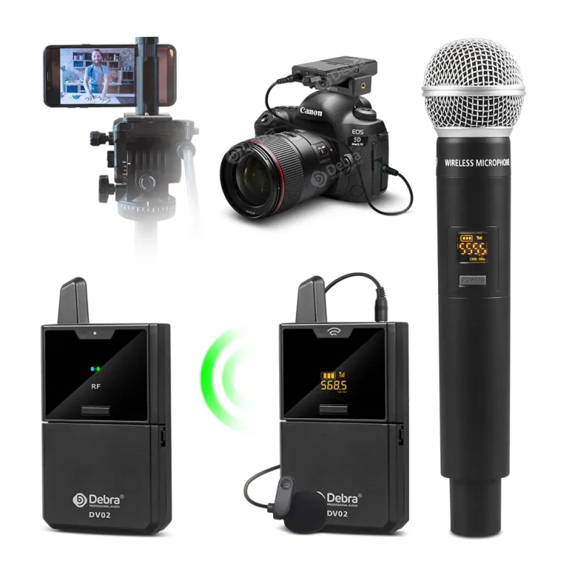 Microphone Sans Fil Cravate et a Main Debra DV02 UHF