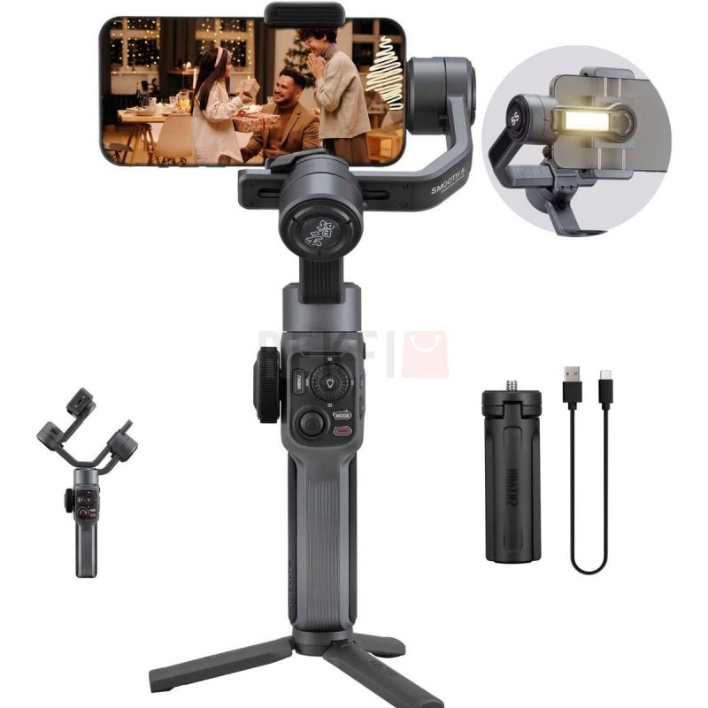 Zhiyun Smooth 5S Stabilisateur de Cardan 3 Axes pour Smartphone Portable avec trepied LED Fill Light Grip