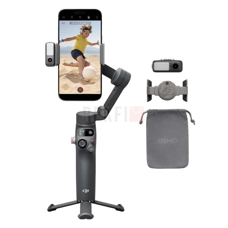 DJI Osmo Mobile 7P – Stabilisateur 3 axes pour smartphone avec suivi natif eclairage integre barre dextension et trepied lancement rapide et edition simplifiee