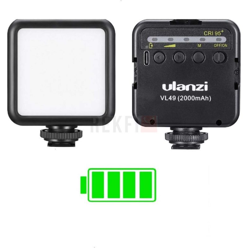 Lampe LED ULANZI VL49 – Eclairage Photo 5500K avec Batterie 2000mAh ideale pour Vlog Selfie et Studio avec 3 supports Cold Shoe
