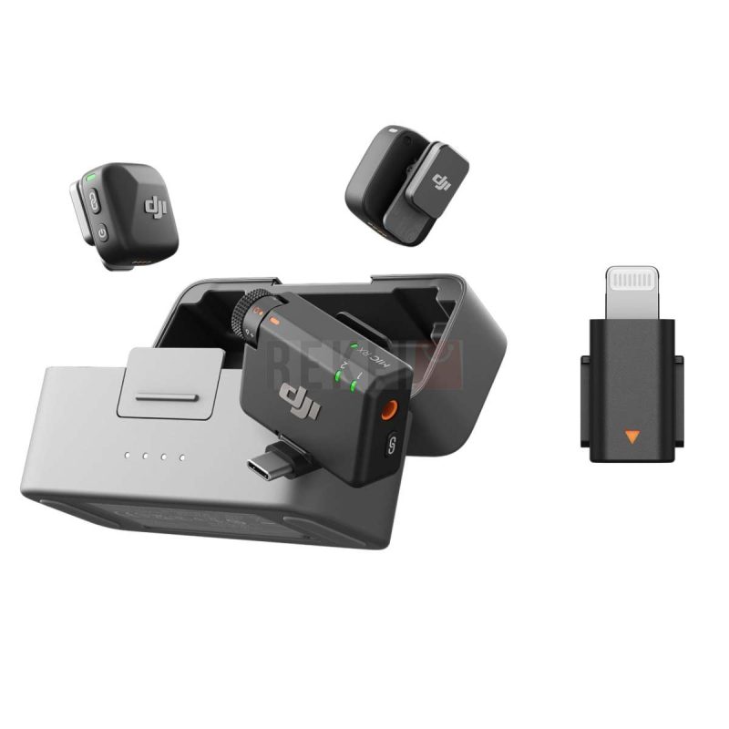 DJI Mic Mini 2 TX 1 RX Boitier de Recharge Adaptateur pour Iphone Lightning Ultra leger Audio de HQ 48 h dUtilisation Annulation du Bruit Limite Auto