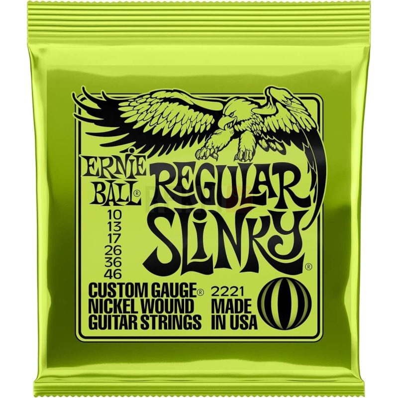 Ernie Ball Regular Slinky 10 46 – Cordes Guitare Electrique Filees en Nickel Jeu de 6 Cordes