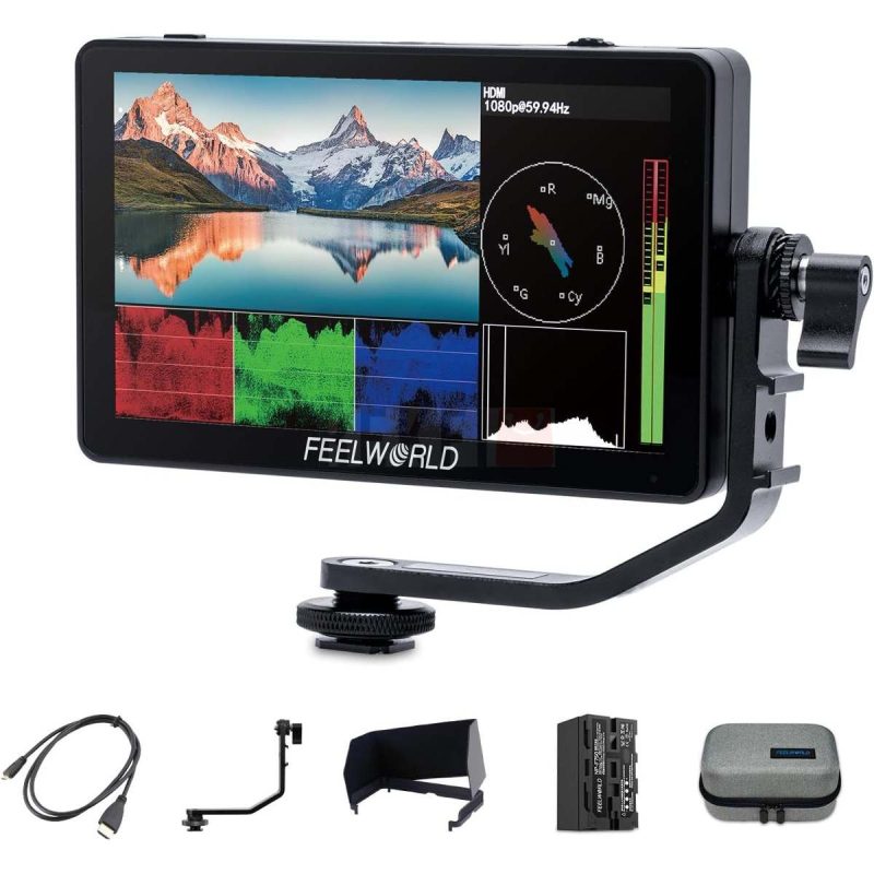 FEELWORLD F6 PLUS V2 Moniteur Camera Tactile 622 4K HDMI LUT 3D Batterie NP F750 Sacoche
