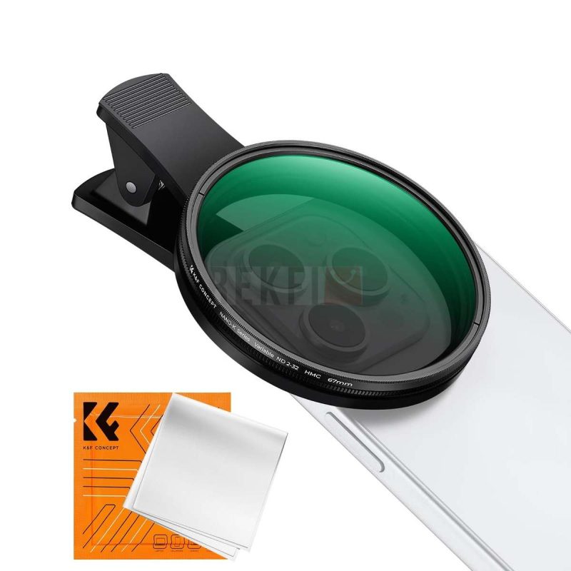 KF Concept Filtre ND2–ND32 67mm pour Smartphone avec Clip Universel – Controle dExposition PhotoVideo Mobile HD