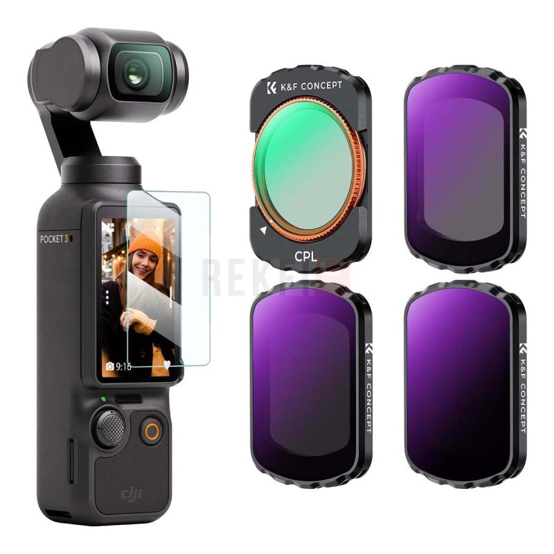 KF Concept Filtres Magnetiques ND1664256 CPL pour DJI Osmo Pocket 3 – Kit 4 en 1 avec Film Protecteur Etanche HD
