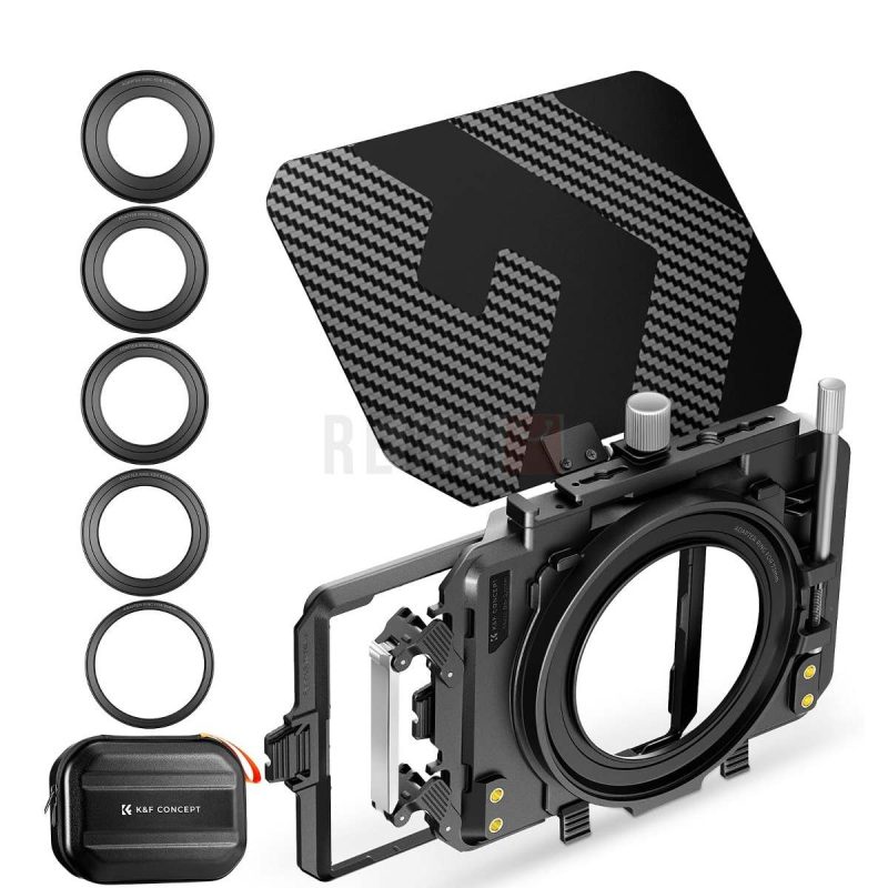 KF Concept Matte Box avec 2 Filtres 422x5.6522 5 Bagues 67 95mm – Pare soleil Cinema pour Cameras Objectifs Professionnels