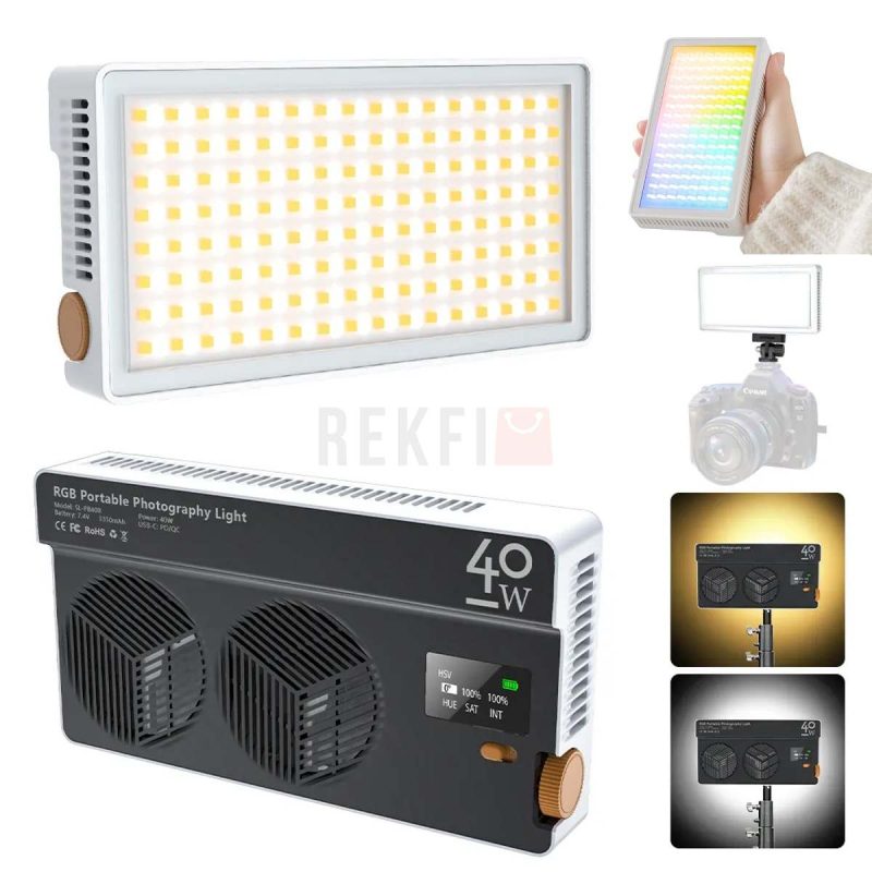 Mamen SL PB40R RGB LED Video 40W – Eclairage Bicolore 2500K–9000K avec Diffuseur Effets Cinema CRI 97 USB C PD Portable pour PhotoVideo