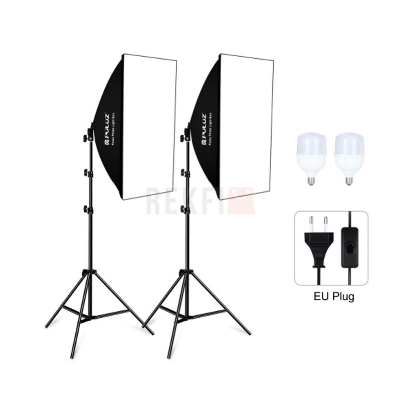 PULUZ PKT3133EU – Kit Softbox Studio PhotoVideo 50x70cm avec Ampoules LED 30W 5700K CRI 95 et Trepieds