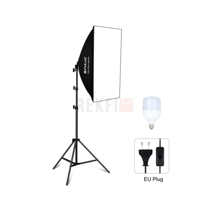 PULUZ PU5070EU Kit Softbox 50x70cm avec Trepied 2m et Ampoule LED 30W 5700K – Eclairage Studio Photo et Video