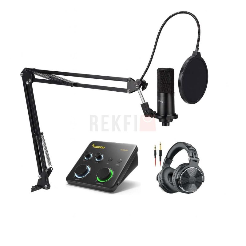 Pack Studio Complet Micro XLR Fifine K669C avec Bras Amovible Carte Son Maono PS22 Lite Casque OneOdio PRO 10 – Microphone Interface Audio Monitoring
