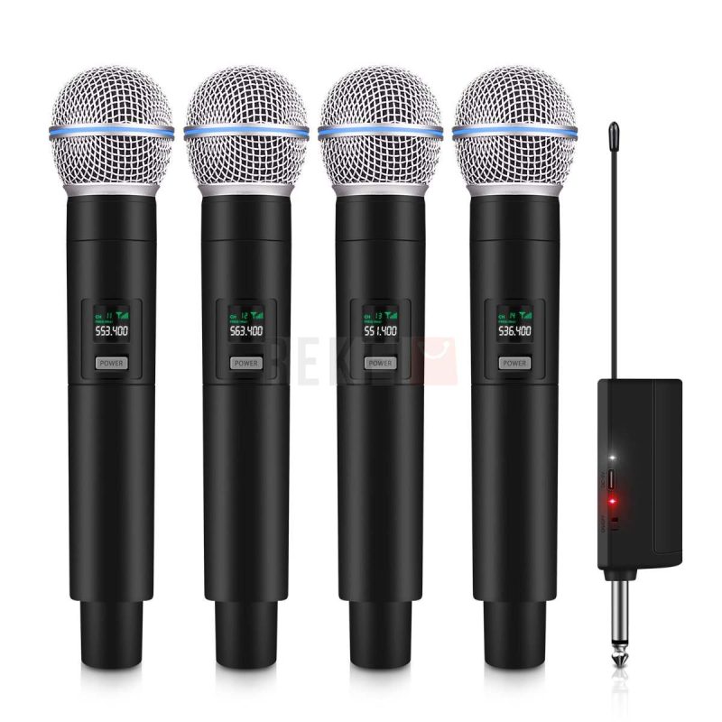 Systeme de microphone sans fil Debra VP04 Microphone dynamique sans fil UHF a 4 canaux
