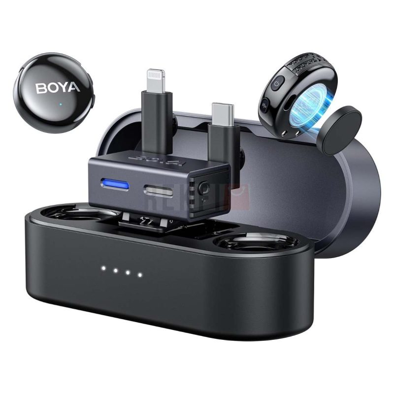 BOYA BOYALINK 3 – Micro Cravate Sans Fil Tout en Un pour Appareil Photo iPhone Android Reduction de Bruit AI 30h dAutonomie Portee 300m