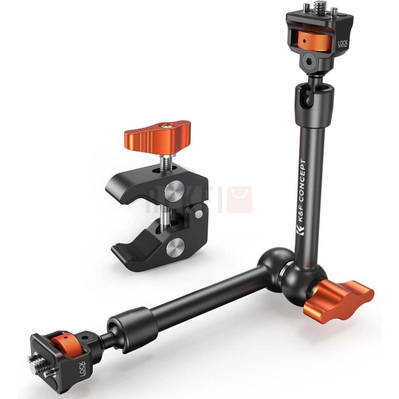 KF Concept Bras Magique 1122 avec Pince Super Clamp et Filetage 1422 Support Articule 360° pour Moniteur Camera Lumiere LED Microphone et Trepied Video