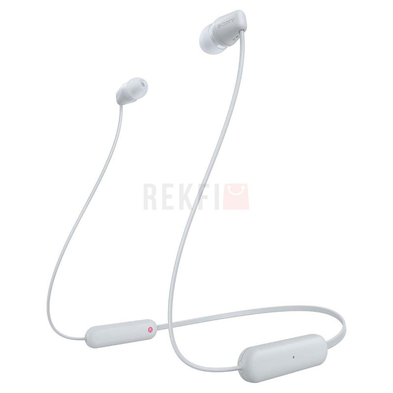 SONY WI C100 Ecouteurs sans Fil Bluetooth Jusqua 25 Heures dautonomie Microphone integre pour Les appels telephoniques Blanc