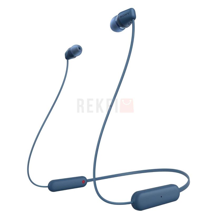 SONY WI C100 Ecouteurs sans Fil Bluetooth Jusqua 25 Heures dautonomie Microphone integre pour Les appels telephoniques Bleu
