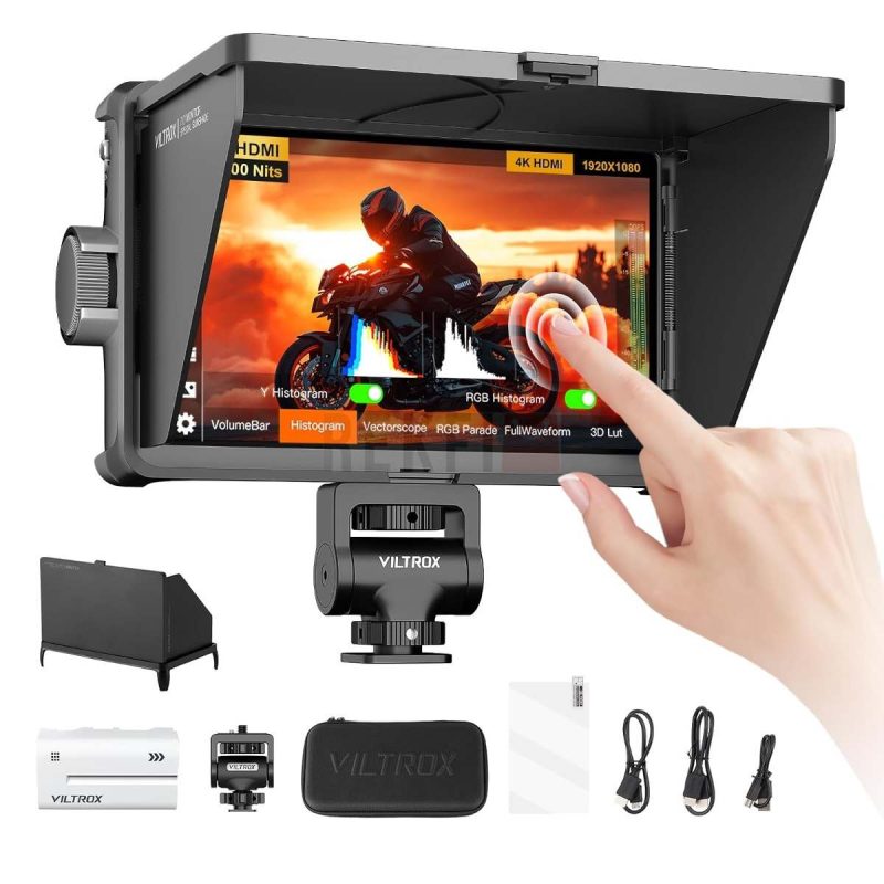 Viltrox DC A1 – Moniteur de Terrain 722 2800 nits Tactile avec 3D LUT 4K HDMI 2.0 Batterie Ventilateur Silencieux et Pare Soleil pour Cameras Sony Canon Nikon Fuji