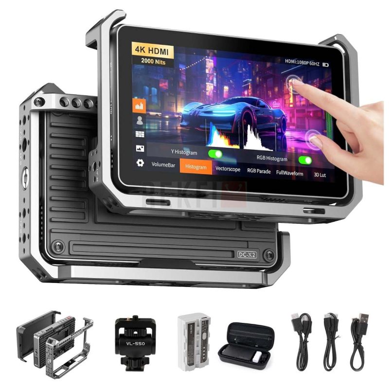 Viltrox DC X2 – Moniteur Video de Terrain 622 Tactile Full HD 2000 nits 4K HDMI avec Cage Batterie et Pare Soleil pour Cameras Sony Canon Nikon Fuji Blackmagic