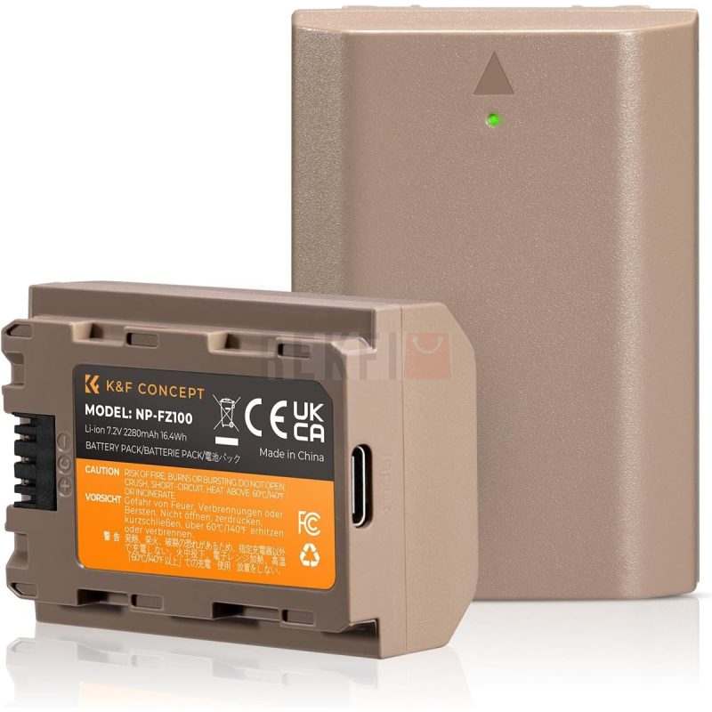 Batterie KF Concept NP FZ100 KF28.0023 compatible Sony avec port USB C integre pour recharge directe destinee aux boitiers Alpha et Cinema Line