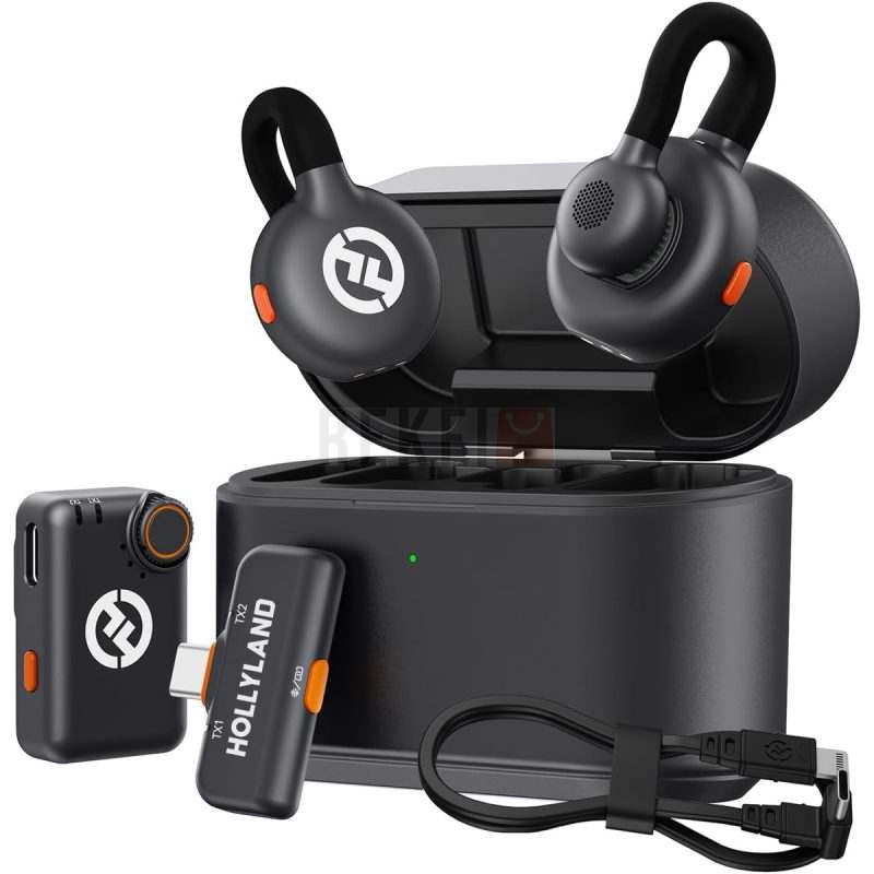 Kit Hollyland Lark M2S Ultimate Combo avec deux emetteurs micro integres et trois recepteurs camera USB C et Lightning pour iPhone Android et camera