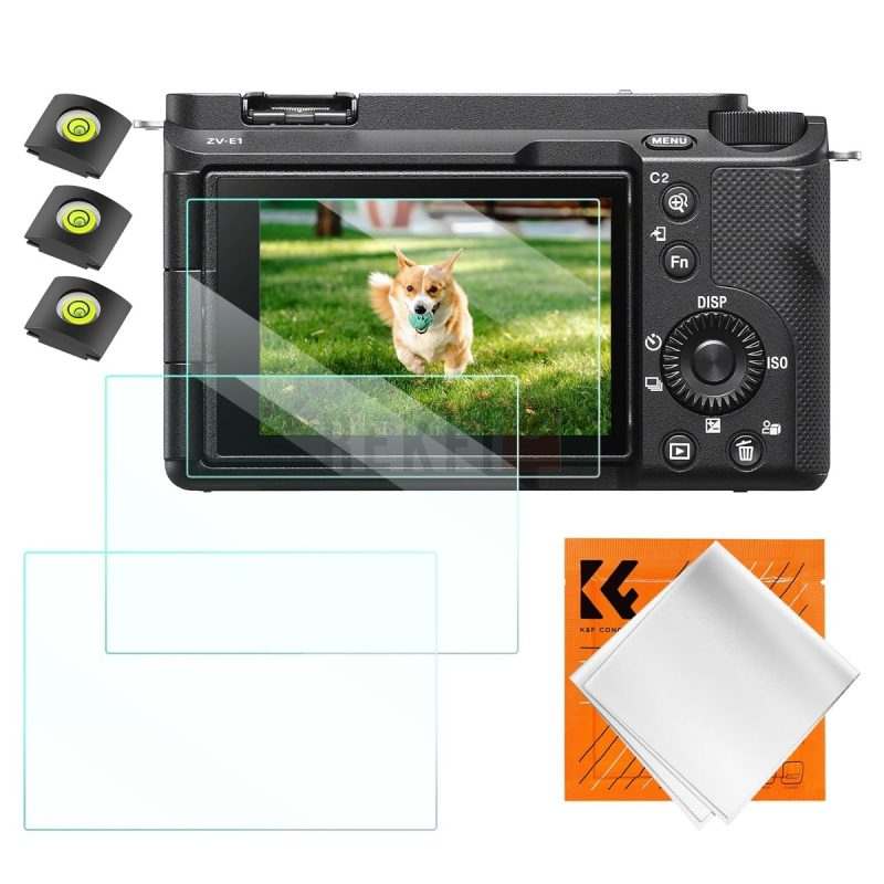 Kit KF Concept SKU.2194 avec films de protection decran et protege griffes hot shoe dotes dun niveau a bulle destine aux appareils photo Sony compatibles