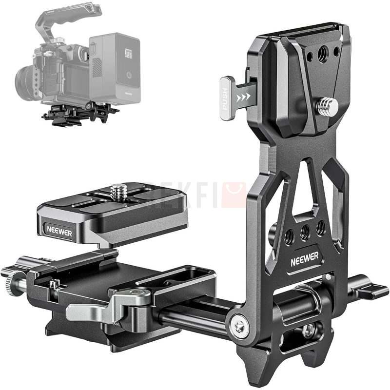 Plaque NEEWER PS015 Pro noire pliable pour batterie V Mount avec base type Arca a degagement rapide pour rig video leger