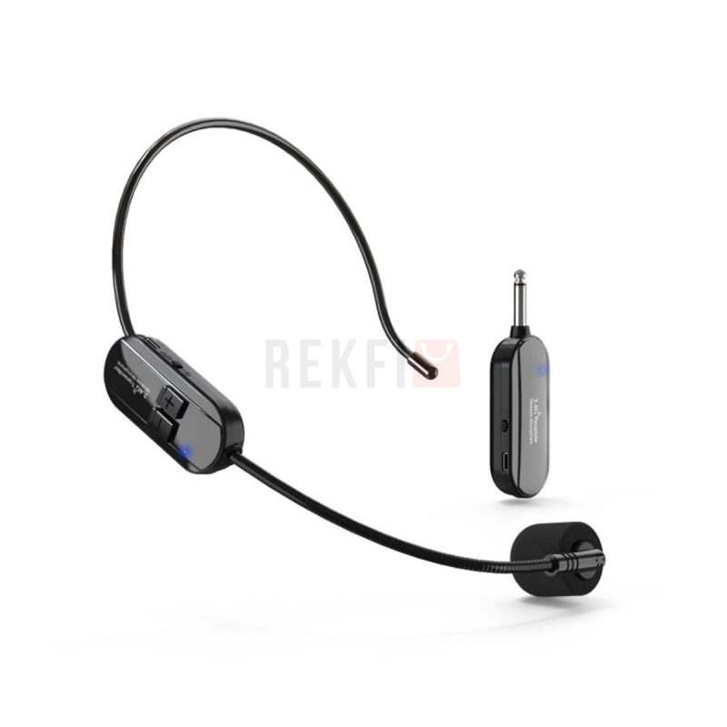 Microphone serre tete sans fil avec recepteur jack 635 mm concu pour enceinte amplifiee et prise de parole