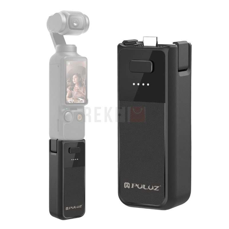 Poignee batterie PULUZ 2800mAh noire pour DJI Osmo Pocket 3 presentee comme extension de prise en main